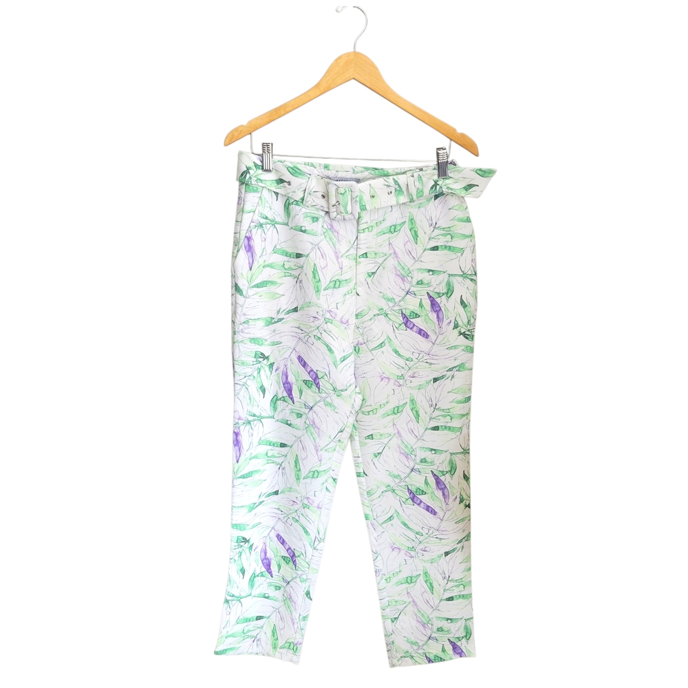 Green and Purple Floral Ankle Pants